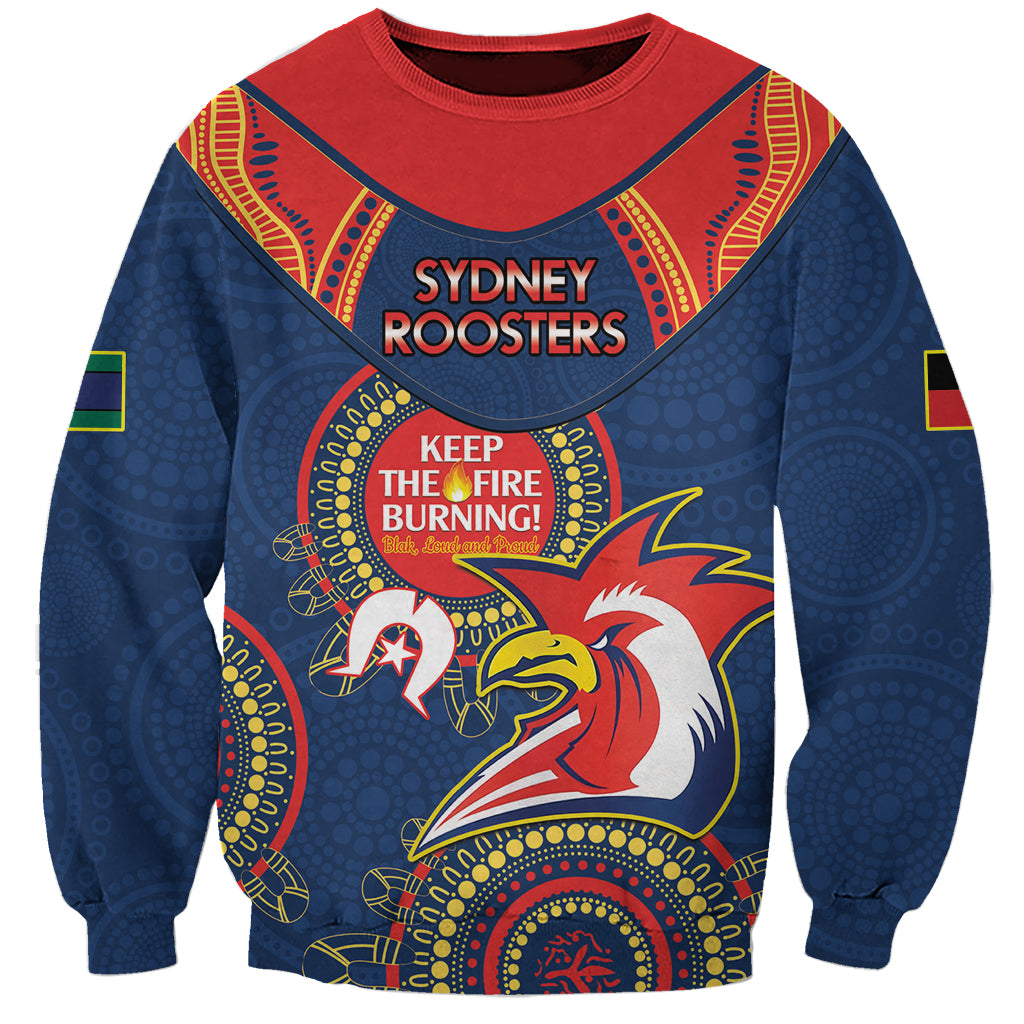 Custom NRL Roosters NAIDOC Week Sweatshirt Keep The Fire Burning Indigenous Art