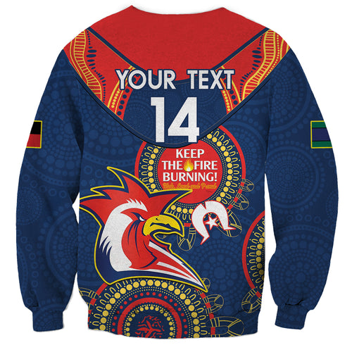 Custom NRL Roosters NAIDOC Week Sweatshirt Keep The Fire Burning Indigenous Art