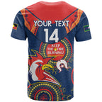 Custom NRL Roosters NAIDOC Week T Shirt Keep The Fire Burning Indigenous Art