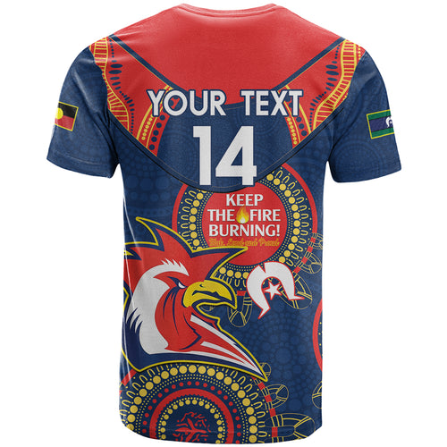 Custom NRL Roosters NAIDOC Week T Shirt Keep The Fire Burning Indigenous Art
