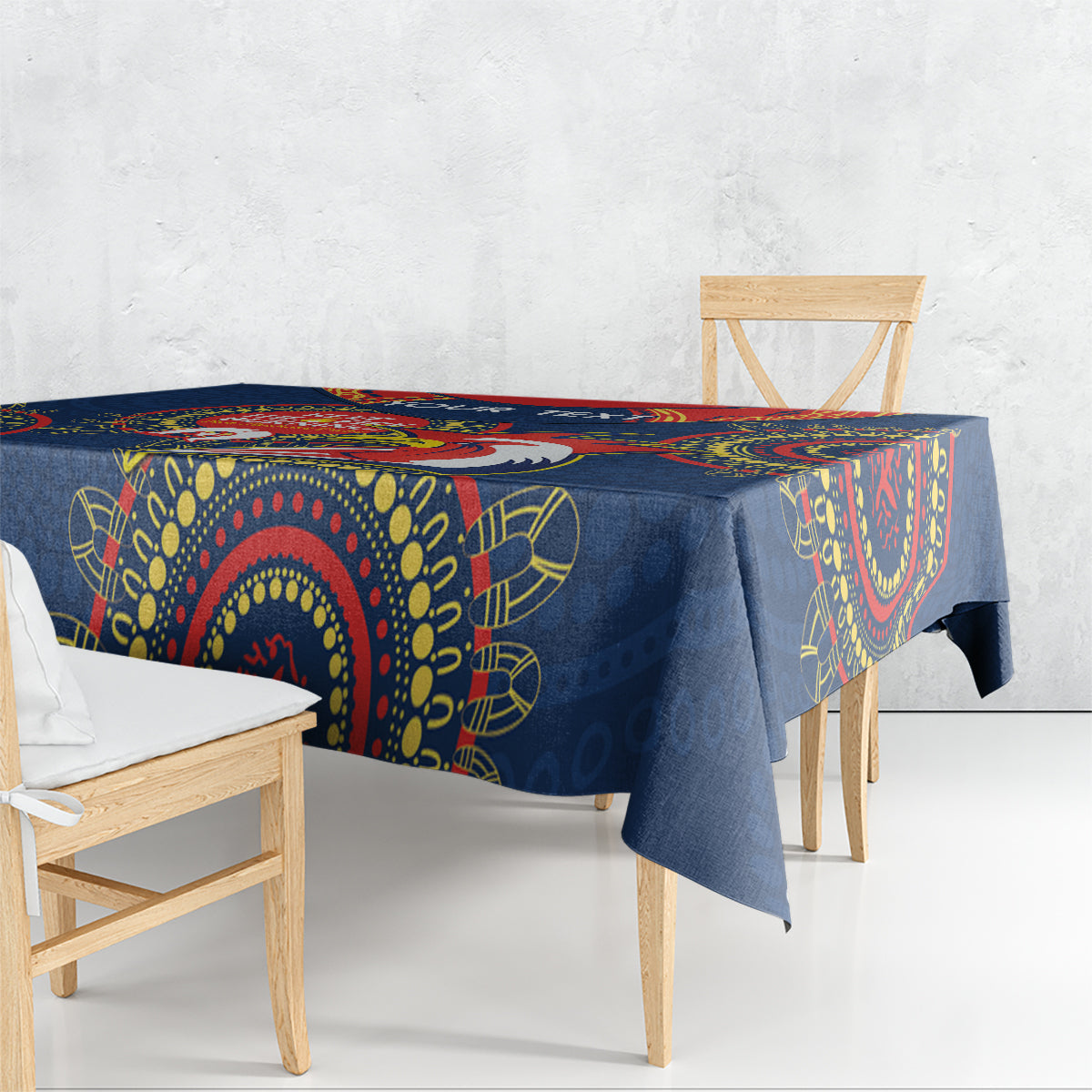 Custom NRL Roosters NAIDOC Week Tablecloth Keep The Fire Burning Indigenous Art