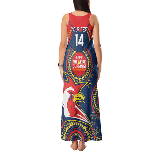 Custom NRL Roosters NAIDOC Week Tank Maxi Dress Keep The Fire Burning Indigenous Art