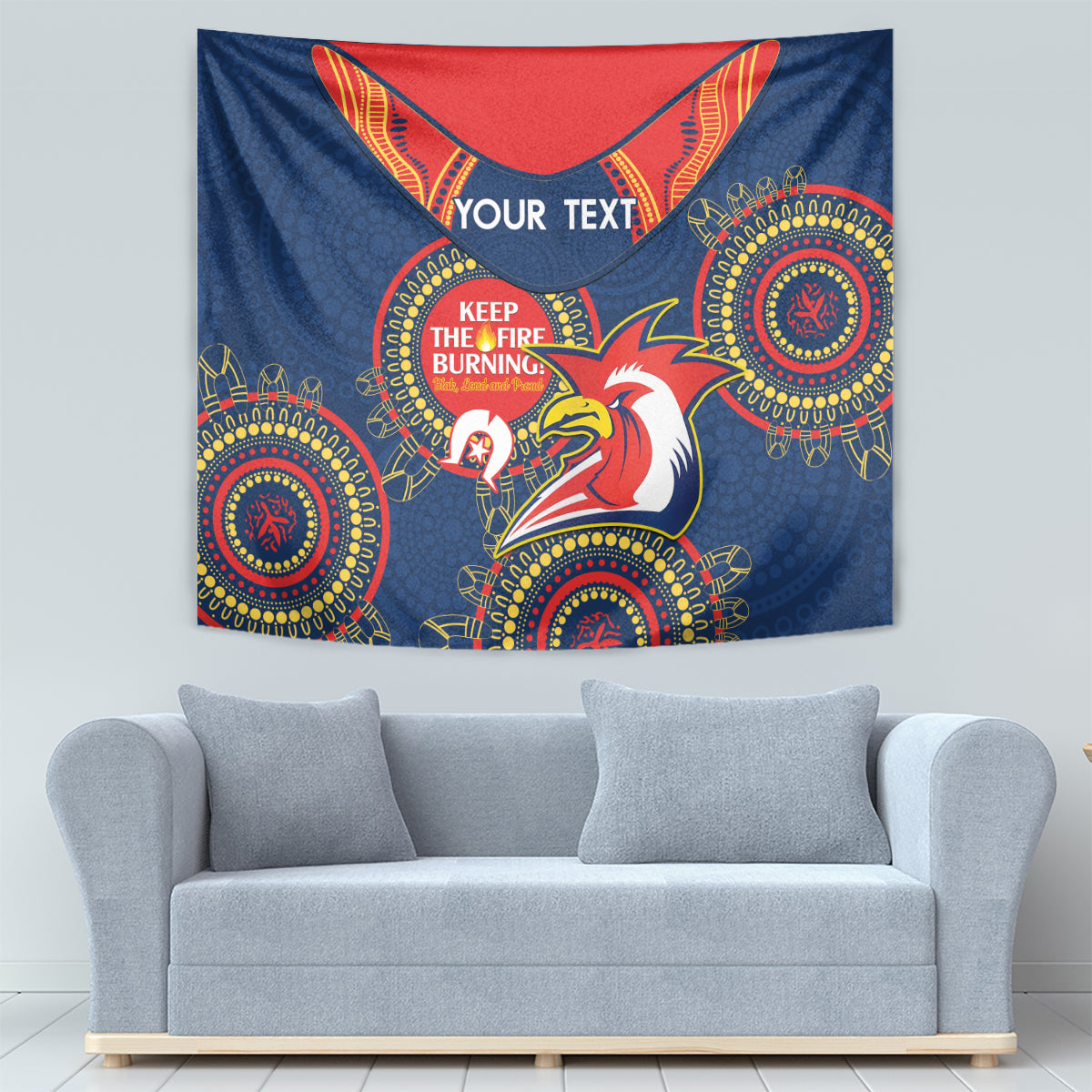 Custom NRL Roosters NAIDOC Week Tapestry Keep The Fire Burning Indigenous Art
