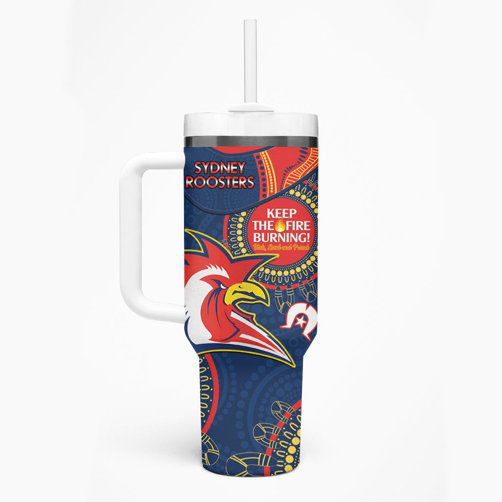 NRL Roosters NAIDOC Week Tumbler With Handle Keep The Fire Burning Indigenous Art