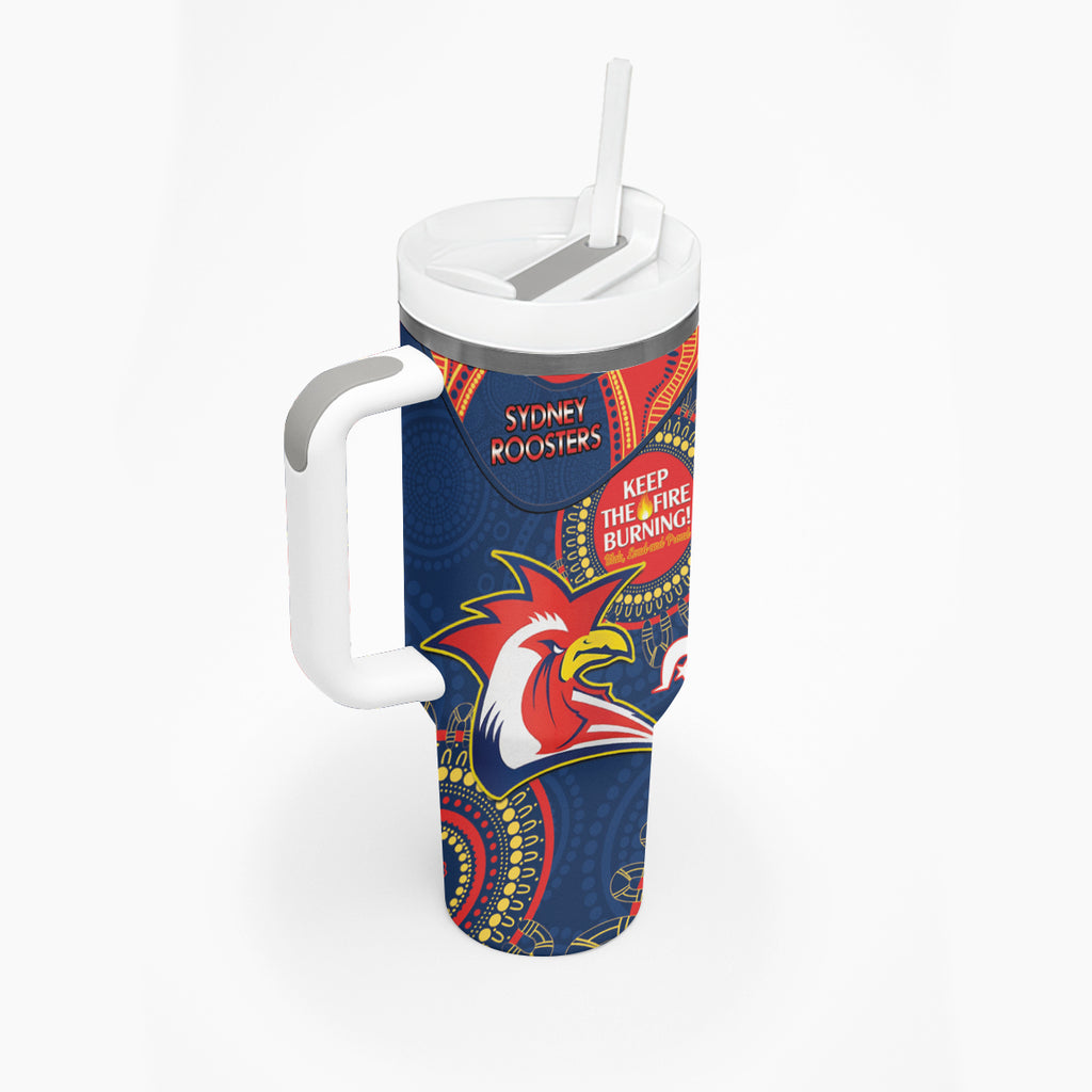 NRL Roosters NAIDOC Week Tumbler With Handle Keep The Fire Burning Indigenous Art