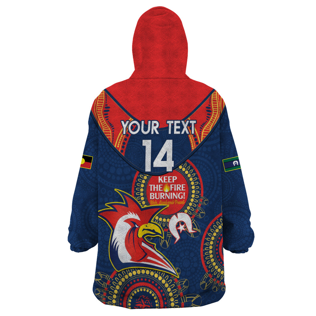 Custom NRL Roosters NAIDOC Week Wearable Blanket Hoodie Keep The Fire Burning Indigenous Art