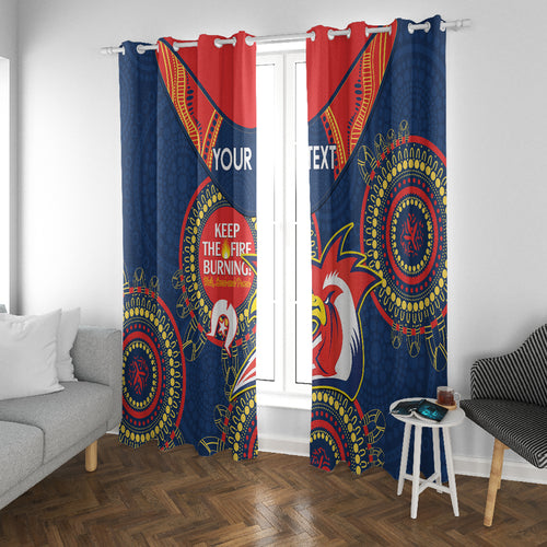 Custom NRL Roosters NAIDOC Week Window Curtain Keep The Fire Burning Indigenous Art
