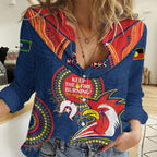Custom NRL Roosters NAIDOC Week Women Casual Shirt Keep The Fire Burning Indigenous Art