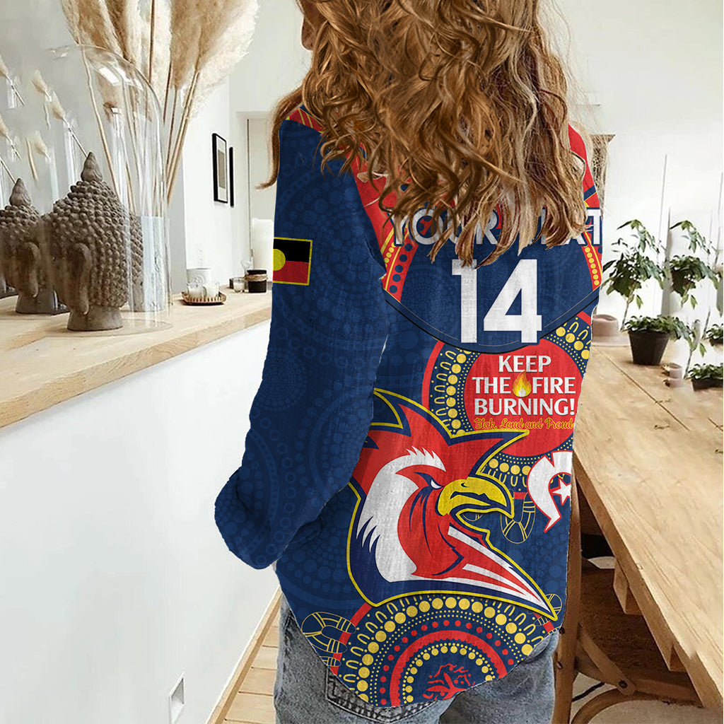 Custom NRL Roosters NAIDOC Week Women Casual Shirt Keep The Fire Burning Indigenous Art