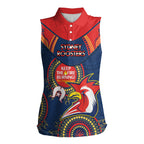 Custom NRL Roosters NAIDOC Week Women Sleeveless Polo Shirt Keep The Fire Burning Indigenous Art