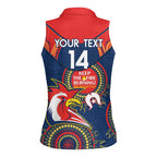 Custom NRL Roosters NAIDOC Week Women Sleeveless Polo Shirt Keep The Fire Burning Indigenous Art