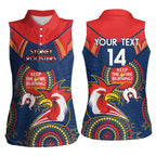 Custom NRL Roosters NAIDOC Week Women Sleeveless Polo Shirt Keep The Fire Burning Indigenous Art