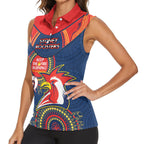 Custom NRL Roosters NAIDOC Week Women Sleeveless Polo Shirt Keep The Fire Burning Indigenous Art