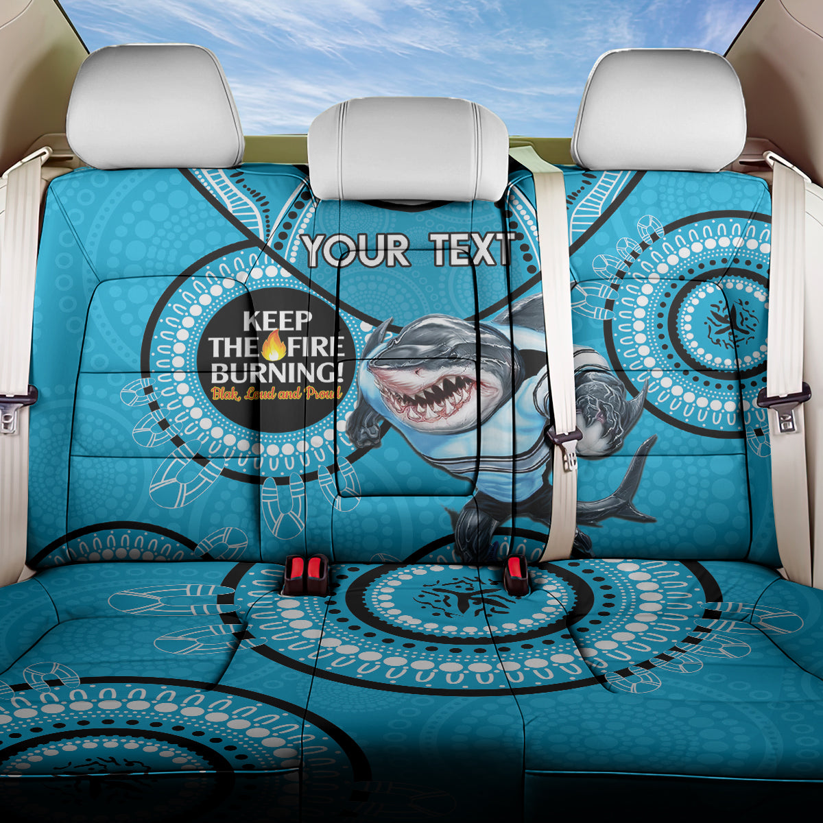 Custom NRL Sharks NAIDOC Week Back Car Seat Cover Keep The Fire Burning Indigenous Art