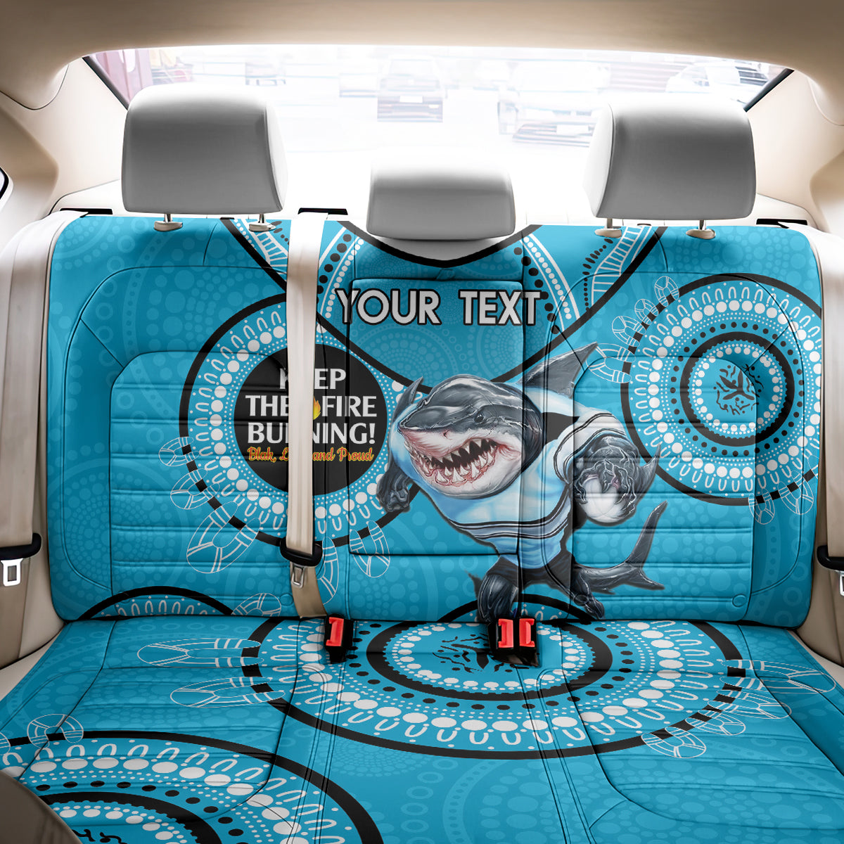 Custom NRL Sharks NAIDOC Week Back Car Seat Cover Keep The Fire Burning Indigenous Art
