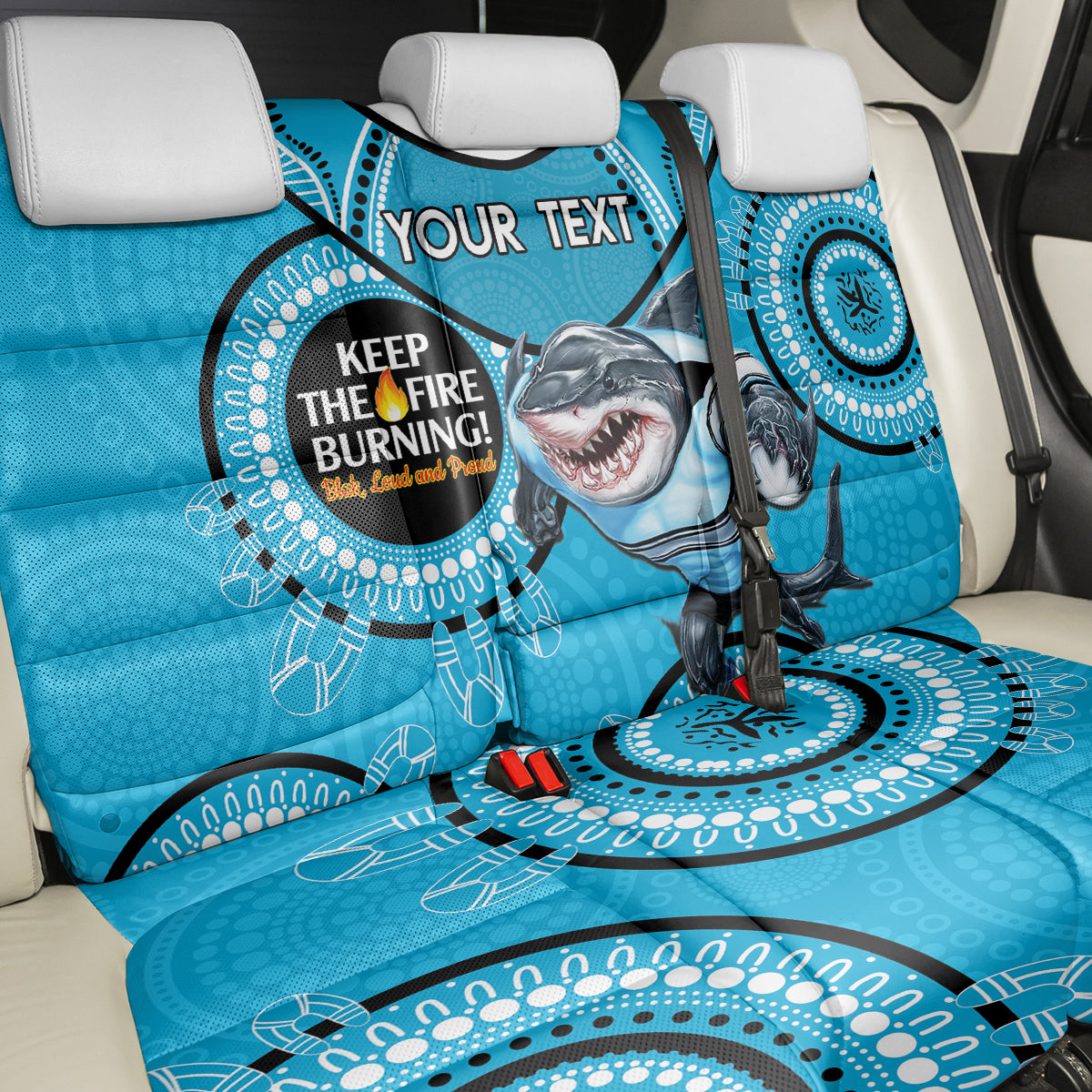 Custom NRL Sharks NAIDOC Week Back Car Seat Cover Keep The Fire Burning Indigenous Art