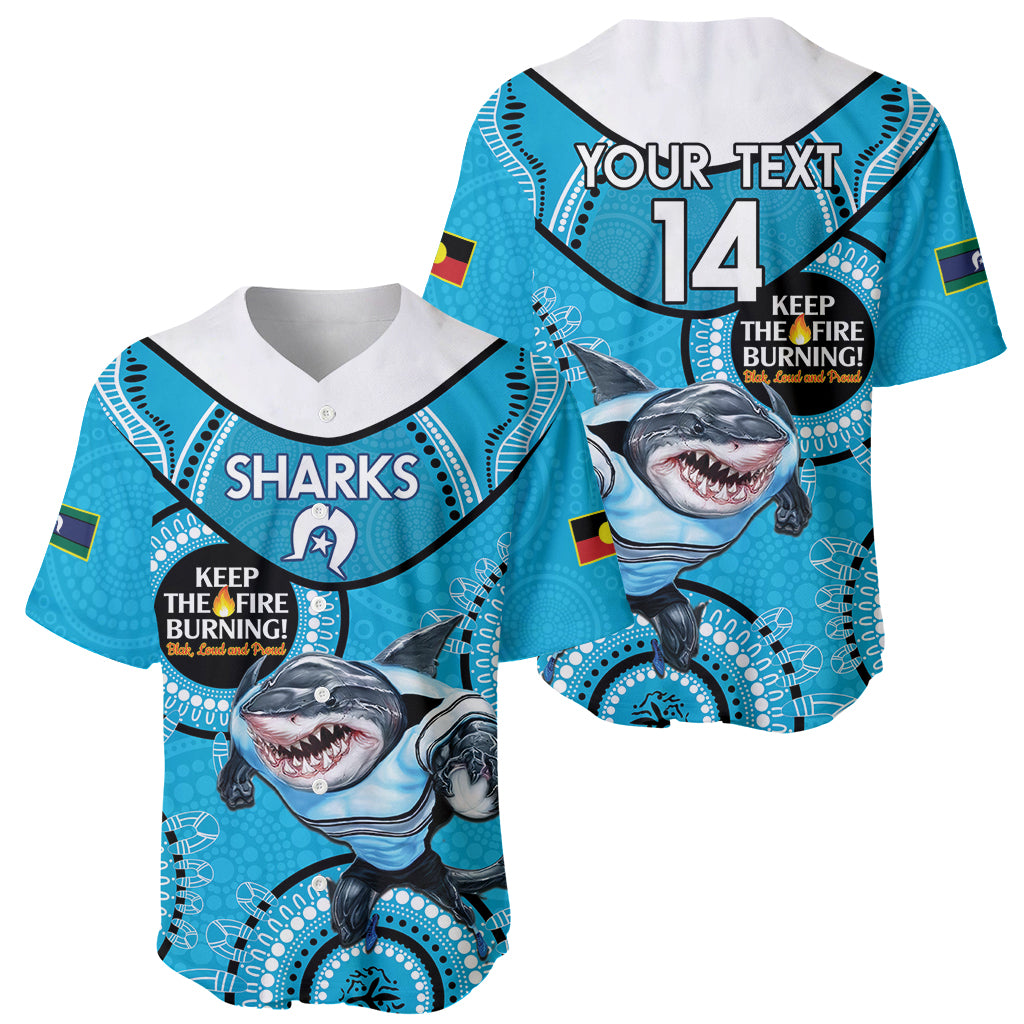 Custom NRL Sharks NAIDOC Week Baseball Jersey Keep The Fire Burning Indigenous Art