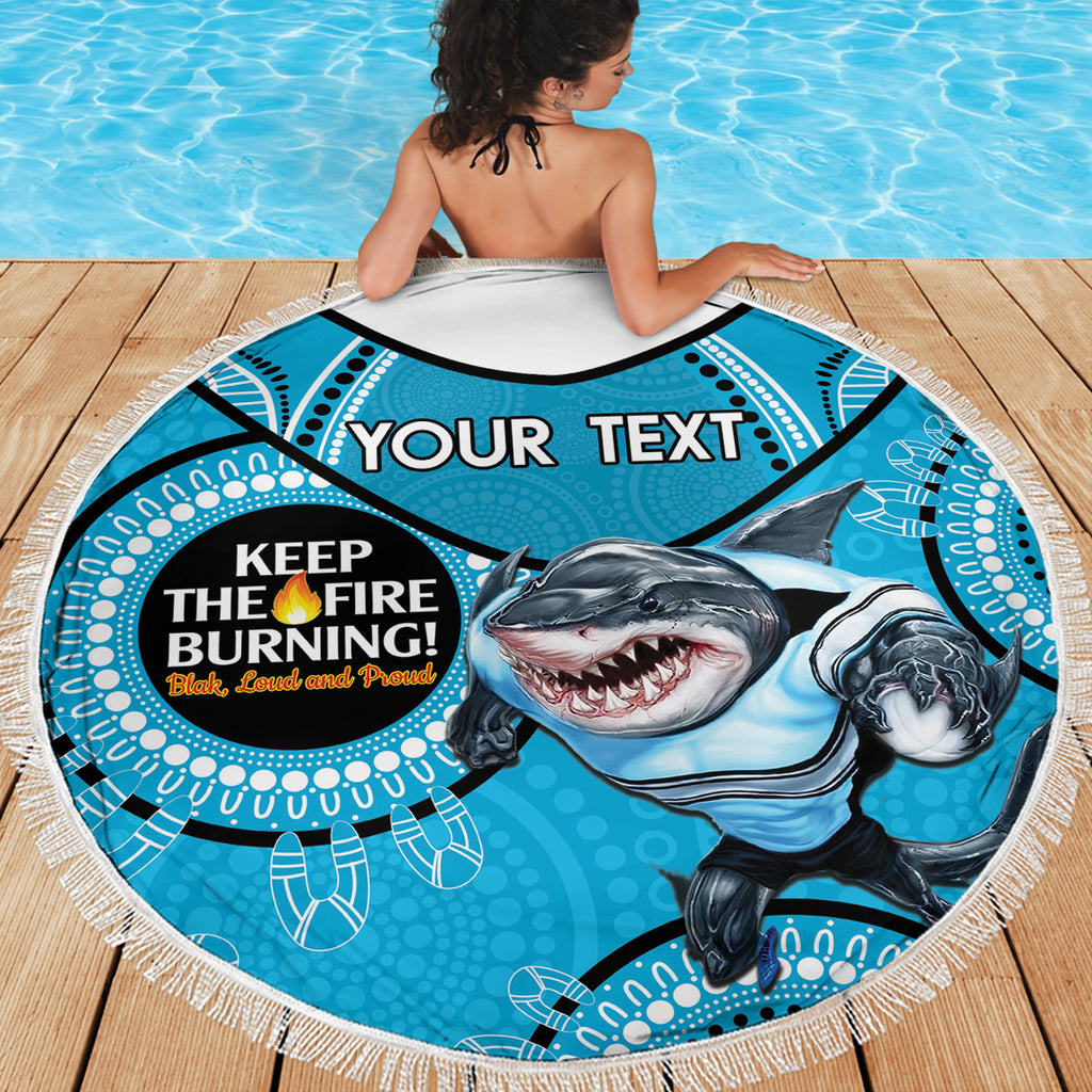 Custom NRL Sharks NAIDOC Week Beach Blanket Keep The Fire Burning Indigenous Art