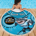 Custom NRL Sharks NAIDOC Week Beach Blanket Keep The Fire Burning Indigenous Art