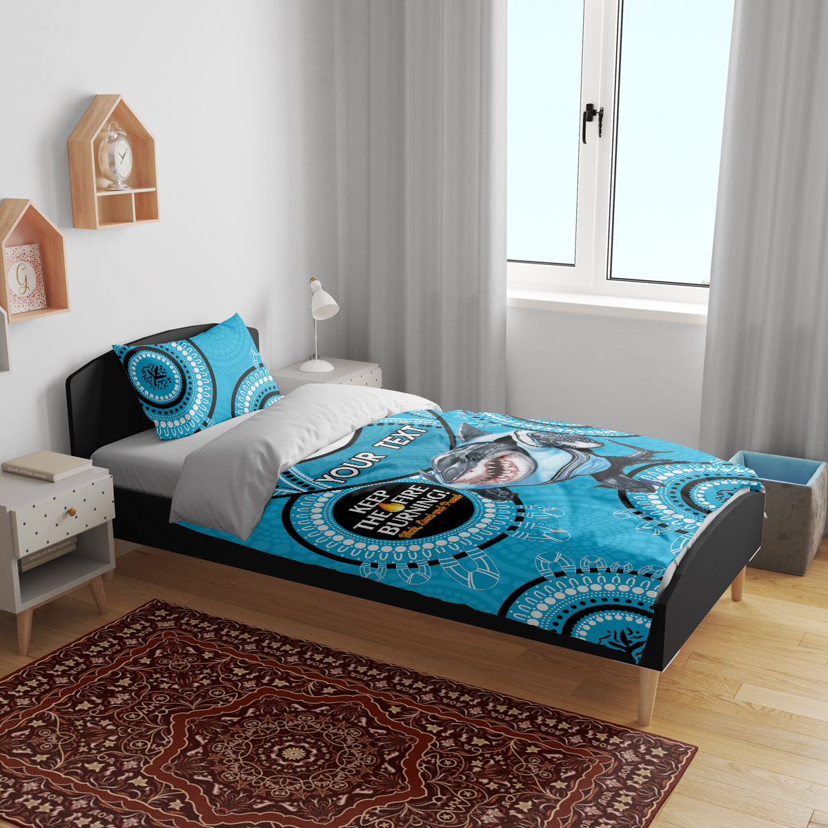 Custom NRL Sharks NAIDOC Week Bedding Set Keep The Fire Burning Indigenous Art