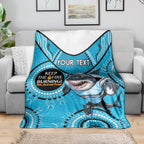 Custom NRL Sharks NAIDOC Week Blanket Keep The Fire Burning Indigenous Art