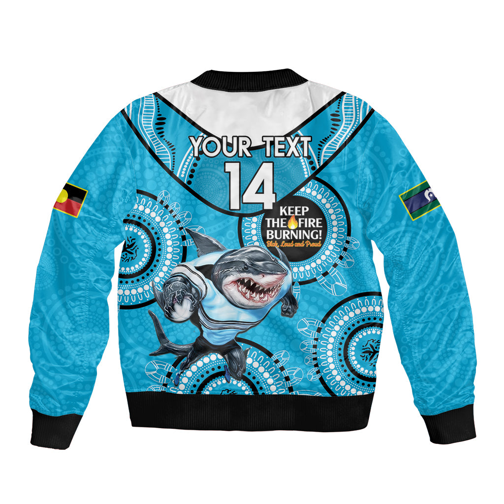Custom NRL Sharks NAIDOC Week Bomber Jacket Keep The Fire Burning Indigenous Art