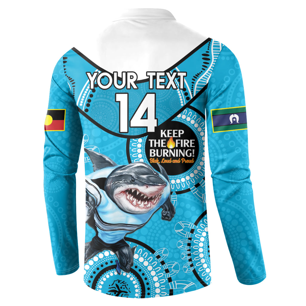 Custom NRL Sharks NAIDOC Week Button Sweatshirt Keep The Fire Burning Indigenous Art