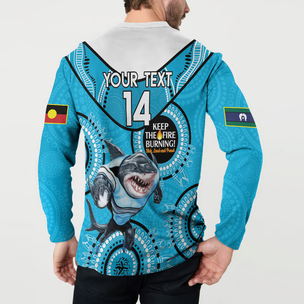 Custom NRL Sharks NAIDOC Week Button Sweatshirt Keep The Fire Burning Indigenous Art