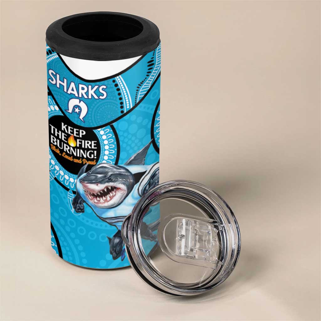 NRL Sharks NAIDOC Week 4 in 1 Can Cooler Tumbler Keep The Fire Burning Indigenous Art