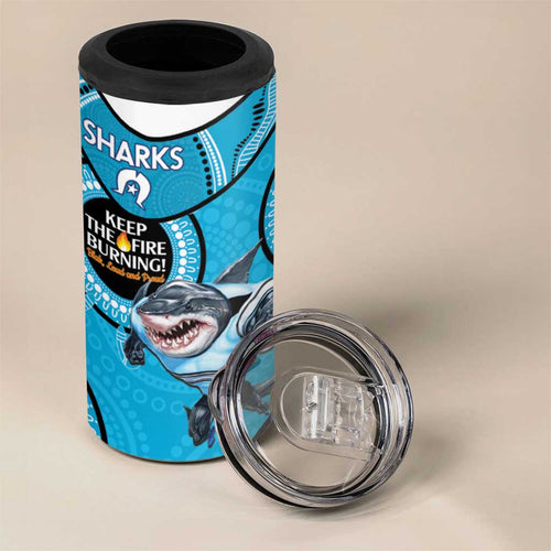 NRL Sharks NAIDOC Week 4 in 1 Can Cooler Tumbler Keep The Fire Burning Indigenous Art