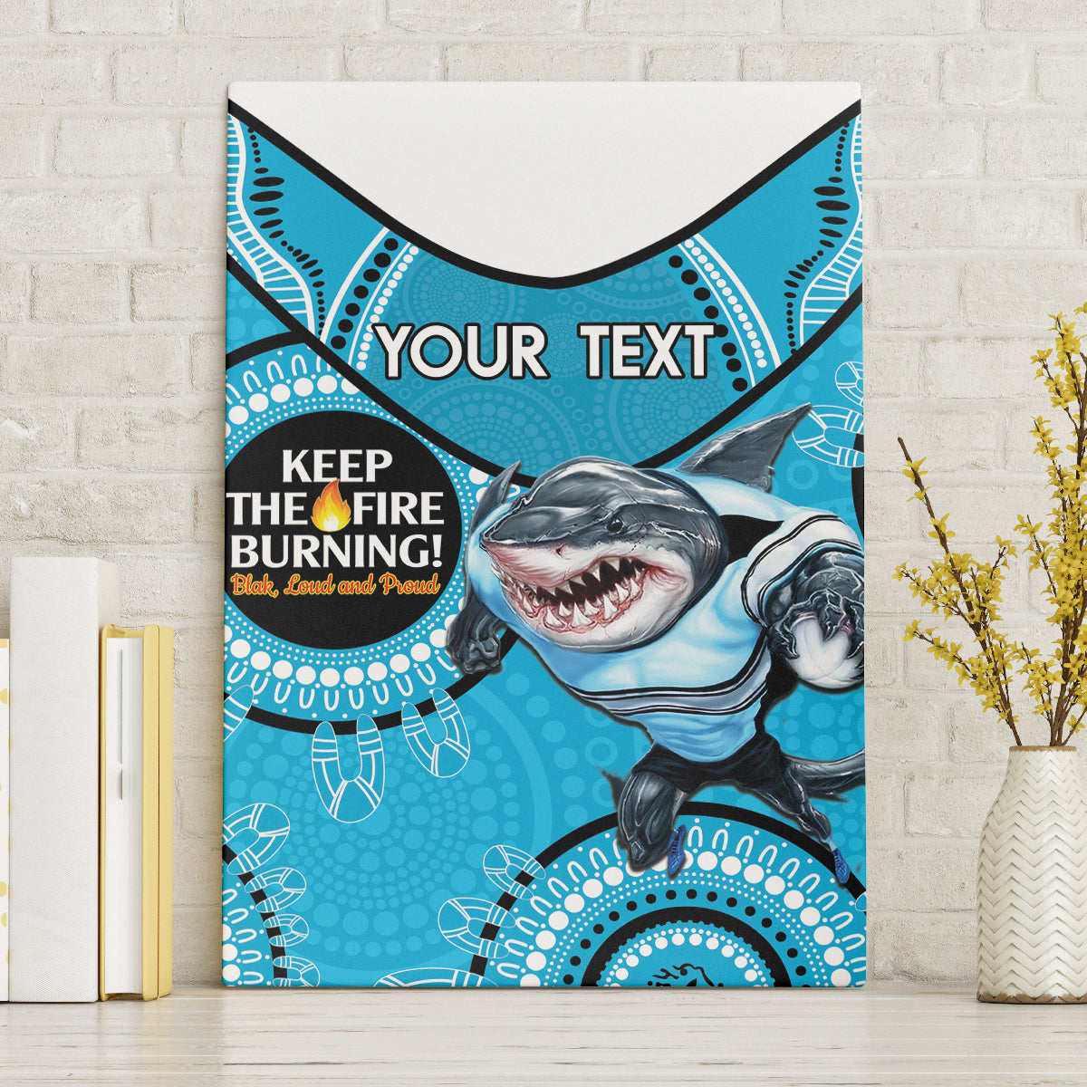 Custom NRL Sharks NAIDOC Week Canvas Wall Art Keep The Fire Burning Indigenous Art