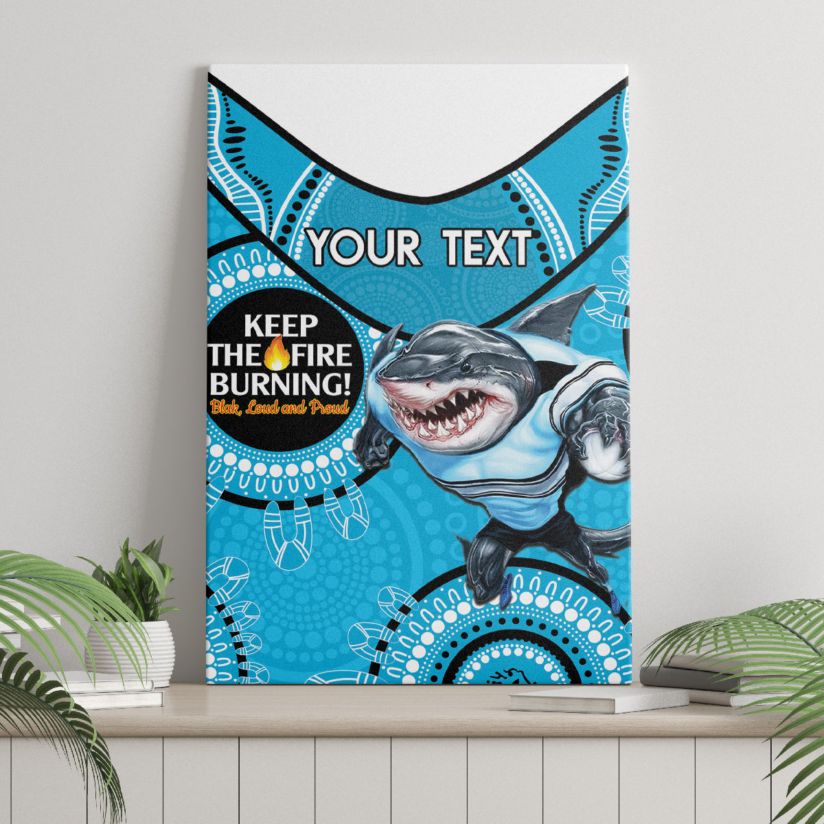 Custom NRL Sharks NAIDOC Week Canvas Wall Art Keep The Fire Burning Indigenous Art