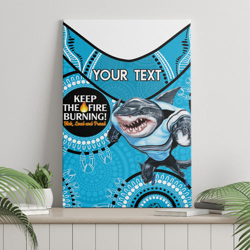 Custom NRL Sharks NAIDOC Week Canvas Wall Art Keep The Fire Burning Indigenous Art