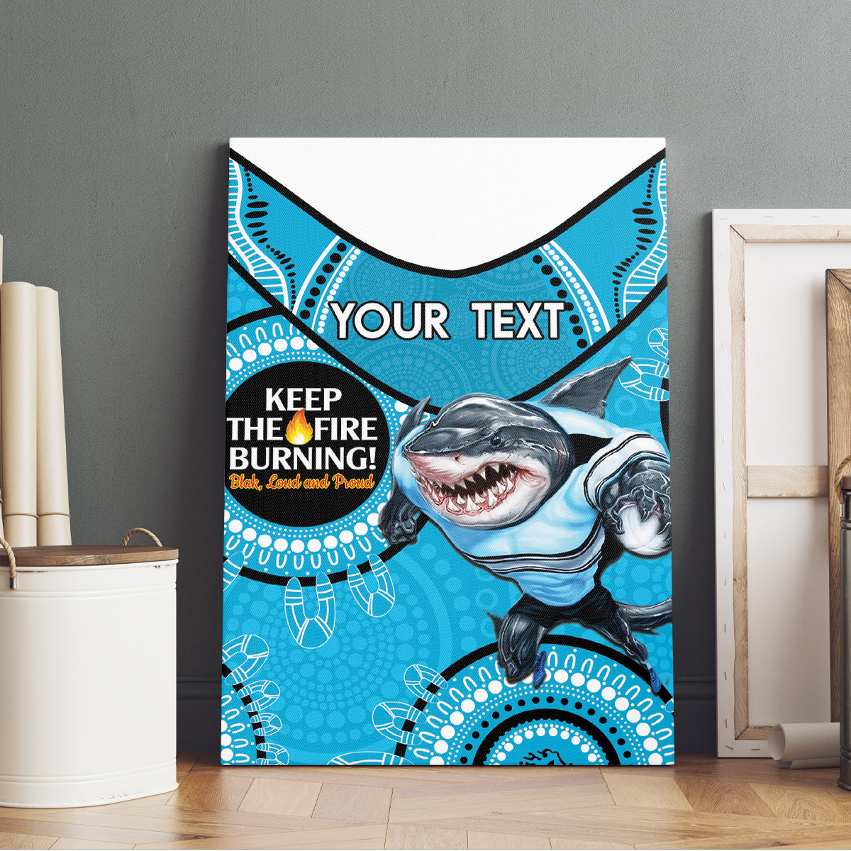 Custom NRL Sharks NAIDOC Week Canvas Wall Art Keep The Fire Burning Indigenous Art