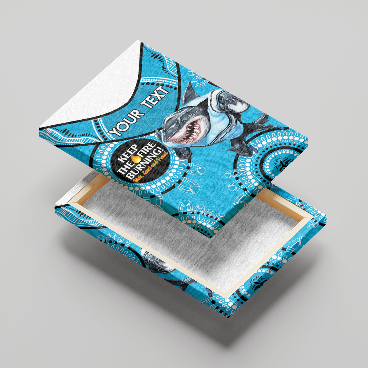 Custom NRL Sharks NAIDOC Week Canvas Wall Art Keep The Fire Burning Indigenous Art