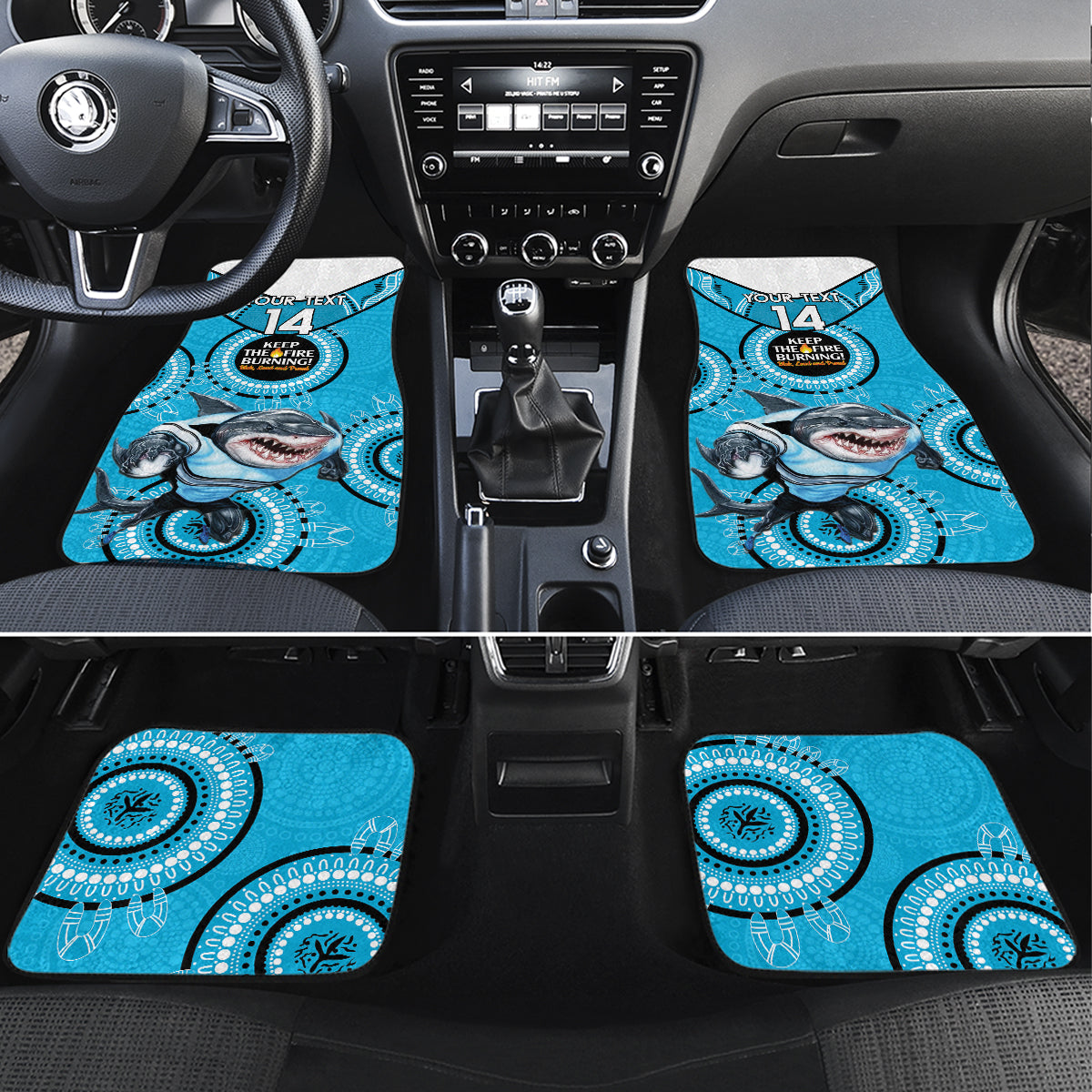 Custom NRL Sharks NAIDOC Week Car Mats Keep The Fire Burning Indigenous Art