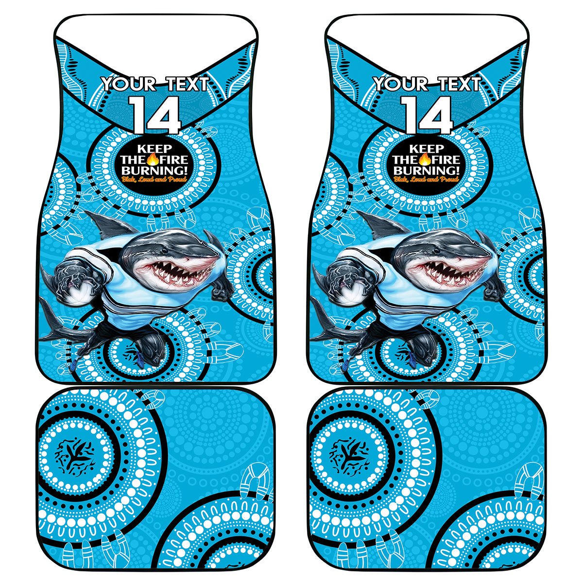 Custom NRL Sharks NAIDOC Week Car Mats Keep The Fire Burning Indigenous Art