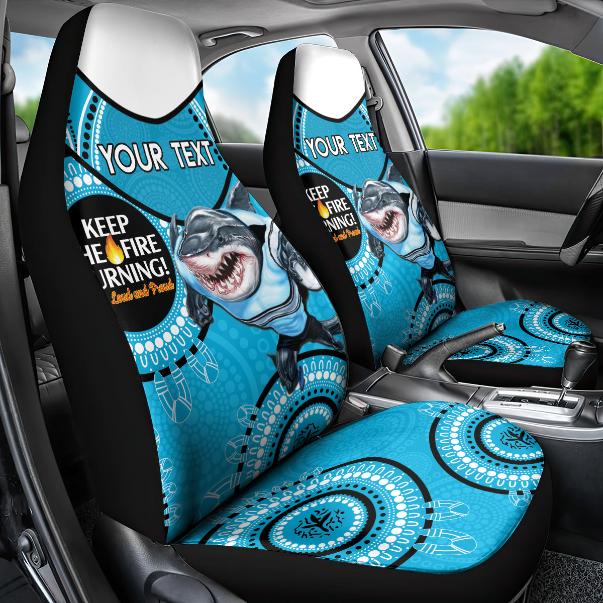 Custom NRL Sharks NAIDOC Week Car Seat Cover Keep The Fire Burning Indigenous Art