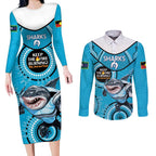 Custom NRL Sharks NAIDOC Week Couples Matching Long Sleeve Bodycon Dress and Long Sleeve Button Shirt Keep The Fire Burning Indigenous Art