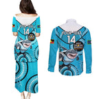 Custom NRL Sharks NAIDOC Week Couples Matching Puletasi and Long Sleeve Button Shirt Keep The Fire Burning Indigenous Art