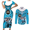 Custom NRL Sharks NAIDOC Week Couples Matching Short Sleeve Bodycon Dress and Long Sleeve Button Shirt Keep The Fire Burning Indigenous Art