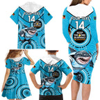 Custom NRL Sharks NAIDOC Week Family Matching Long Sleeve Bodycon Dress and Hawaiian Shirt Keep The Fire Burning Indigenous Art