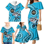 Custom NRL Sharks NAIDOC Week Family Matching Mermaid Dress and Hawaiian Shirt Keep The Fire Burning Indigenous Art
