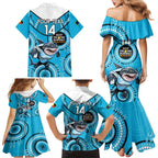 Custom NRL Sharks NAIDOC Week Family Matching Mermaid Dress and Hawaiian Shirt Keep The Fire Burning Indigenous Art