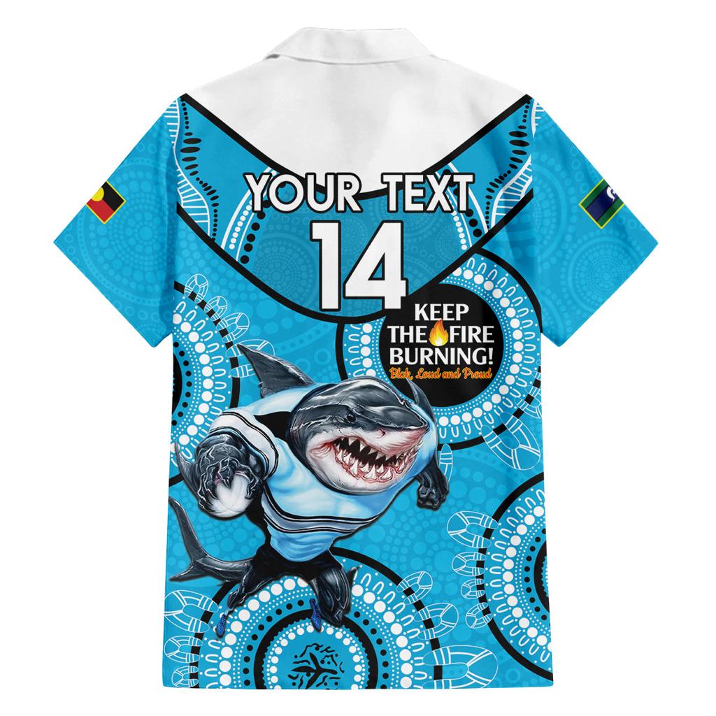 Custom NRL Sharks NAIDOC Week Family Matching Off The Shoulder Long Sleeve Dress and Hawaiian Shirt Keep The Fire Burning Indigenous Art
