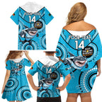 Custom NRL Sharks NAIDOC Week Family Matching Off Shoulder Short Dress and Hawaiian Shirt Keep The Fire Burning Indigenous Art