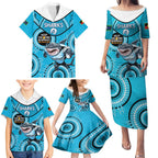 Custom NRL Sharks NAIDOC Week Family Matching Puletasi and Hawaiian Shirt Keep The Fire Burning Indigenous Art