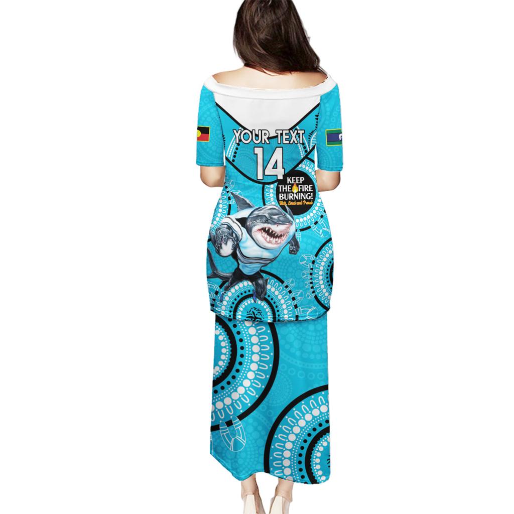Custom NRL Sharks NAIDOC Week Family Matching Puletasi and Hawaiian Shirt Keep The Fire Burning Indigenous Art