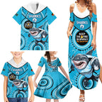 Custom NRL Sharks NAIDOC Week Family Matching Summer Maxi Dress and Hawaiian Shirt Keep The Fire Burning Indigenous Art