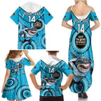 Custom NRL Sharks NAIDOC Week Family Matching Summer Maxi Dress and Hawaiian Shirt Keep The Fire Burning Indigenous Art